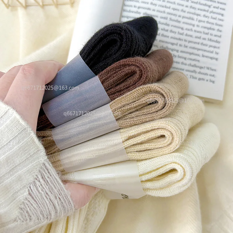 3 زوج/وحدة جديد الكشمير جوارب من الصوف. المرأة الشتاء رشاقته الدافئة أسود أبيض حزمة مجموعة الحرارية اليابانية موضة بلون