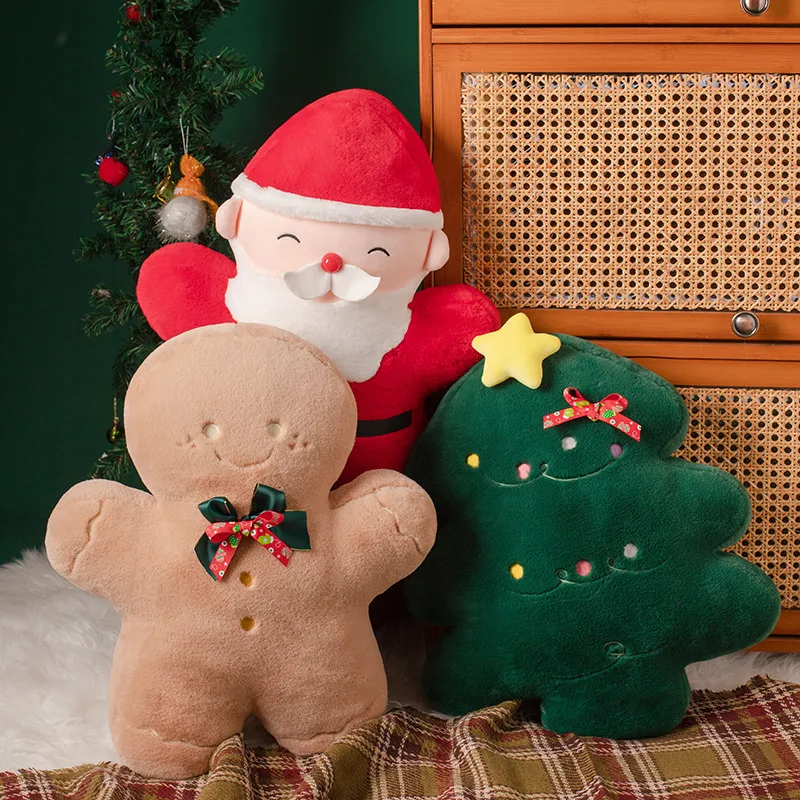 45cm Kawaii Christmas Series Santa Claus Gingerbread man Plush Toy Stuffed Soft Cute Biscuit Pillow Christmas Tree Gift Decor