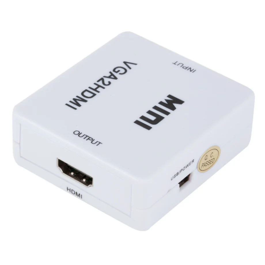 PzzPss przenośny Mini VGA do HDMI-kompatybilny konwerter wideo 1080P HDMI-kompatybilny z VGA Box Adapter Audio dla projektor PC HDTV