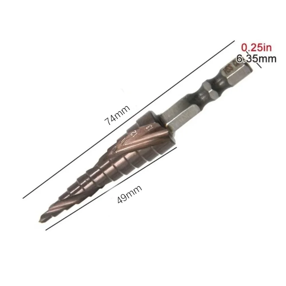 Nowy wiertło stopniowe M35 zawierające kobalt 4-12mm sześciokątne spiralne wiertło pagoda do stali nierdzewnej spiralne rowki otwornica do drewna