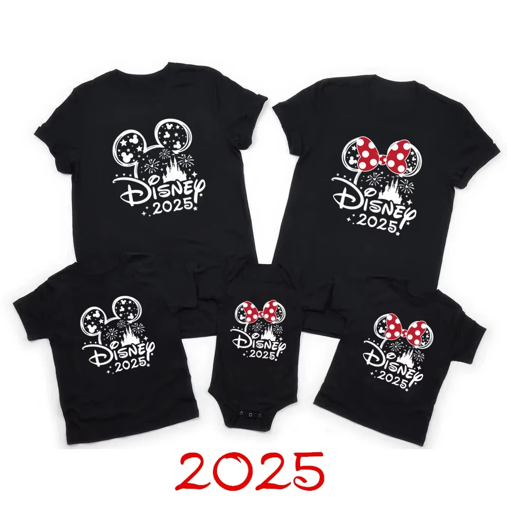 

2025 Disney Travel Mickey Minnie and Mouse Family Shirts Mom Dad Brother and Child T-shirts Baby Clothes Family Outfits