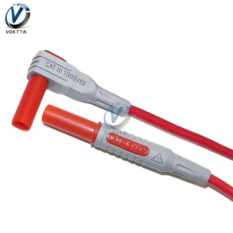 P1032/P1033 4mm 1000V 15A Banana Plug Test Line Injection Molded Straight/Right Angle to Straight Multimeter Silicone Wire Cable