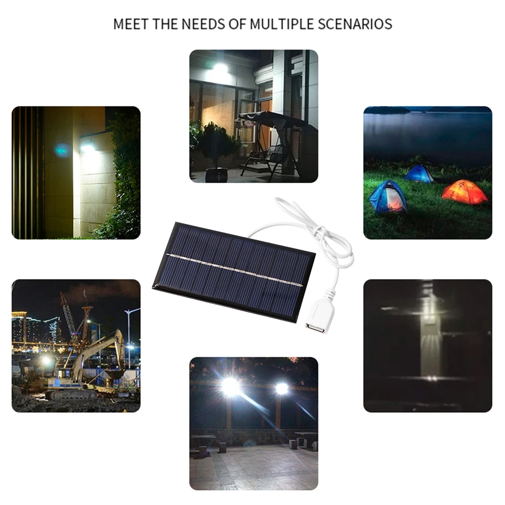 لوحة طاقة شمسية خارجية 6 فولت 1 وات متعدد البلورات USB طاقة محمولة قابلة لإعادة الشحن مولد طاقة شمسية للخلايا الشمسية لمخيم الإضاءة المنزلية #3