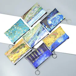 One Piece Van Gogh Starry Sky Retro Oil Painting Keychain Small Coin Purse