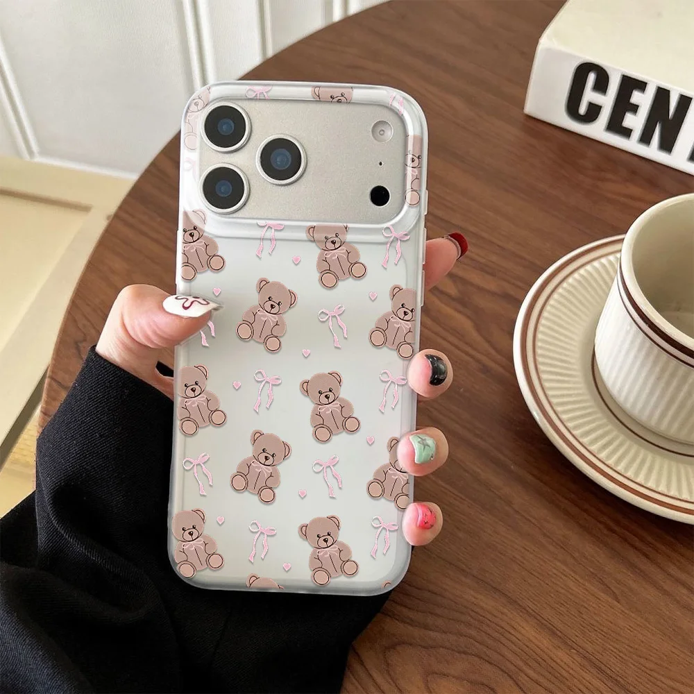 Coque de téléphone Bow Bear, étui souple en Silcone pour IPhone 17 Pro Max 17Air 16 Plus 15 Pro 14 Plus 13 12 11