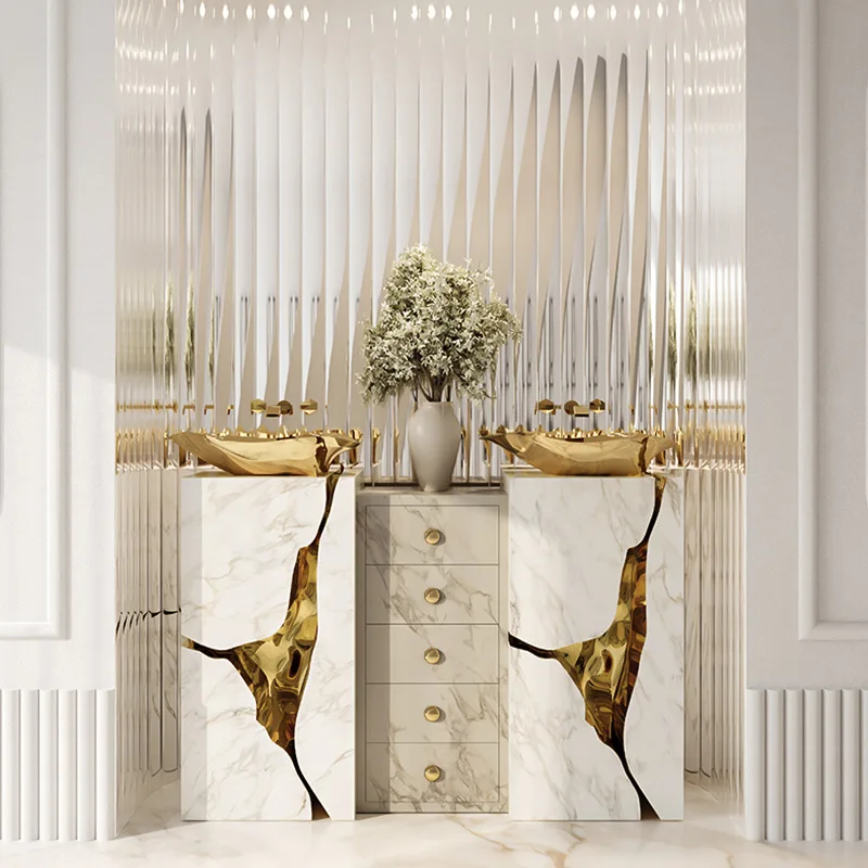 Italian light luxury integrated washstand high-end bathroom locker