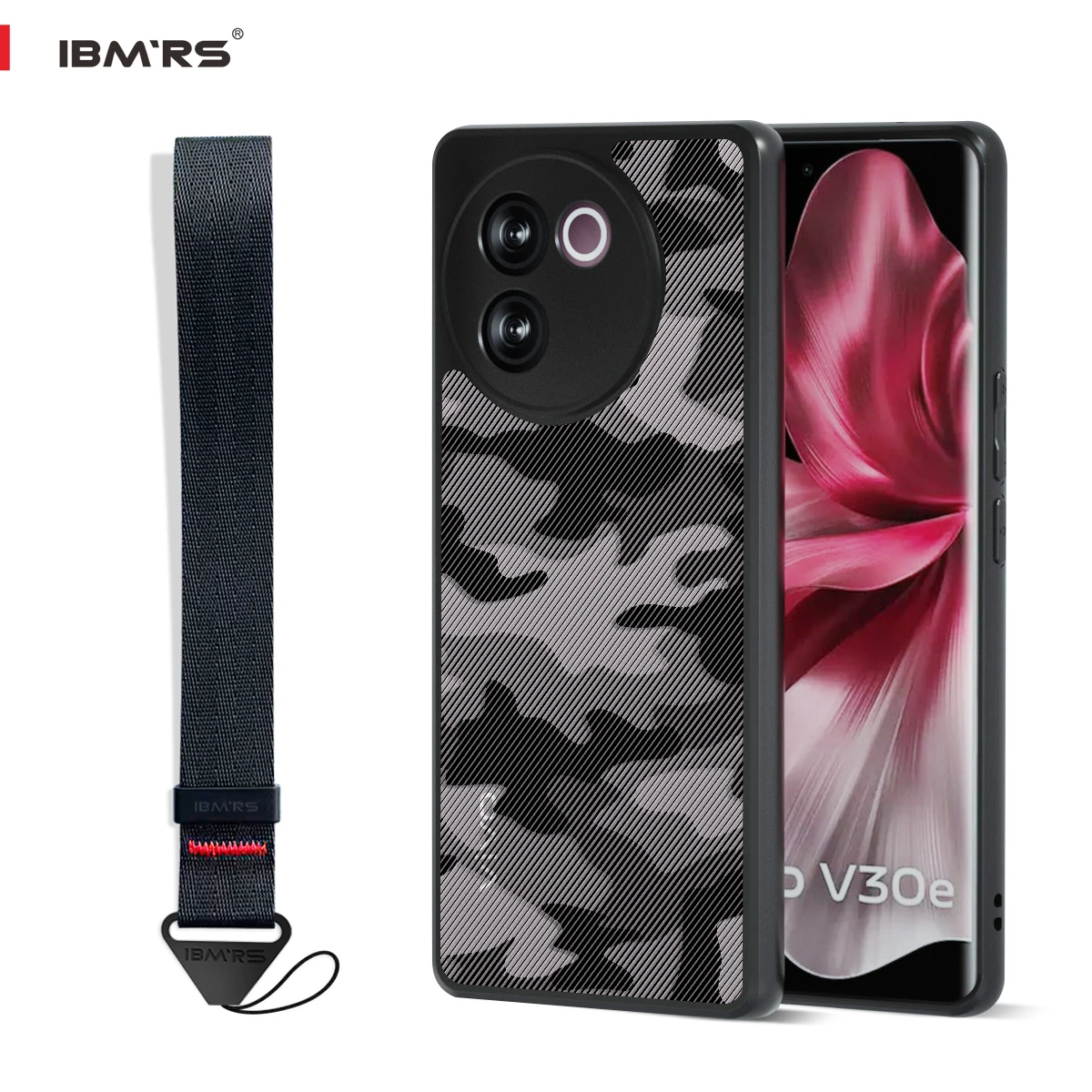 

for Vivo V40 Lite / V30E Case, Military Camo Shockproof Protective Cover with Anti-Fingerprint & Wrist Strap