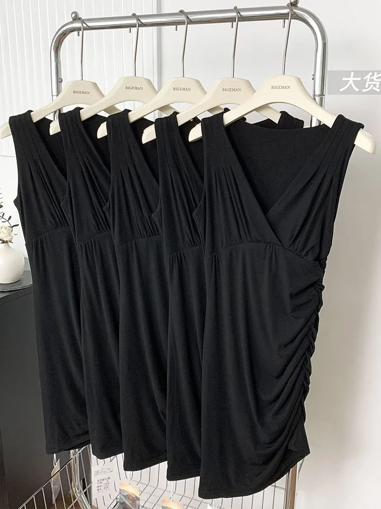 American Style Black Sexy Slim Sheath Dress Women V-Neck Wrap Hip Mini Camisole One-Piece Frocks Autumn 2024 Chic Evening Dress