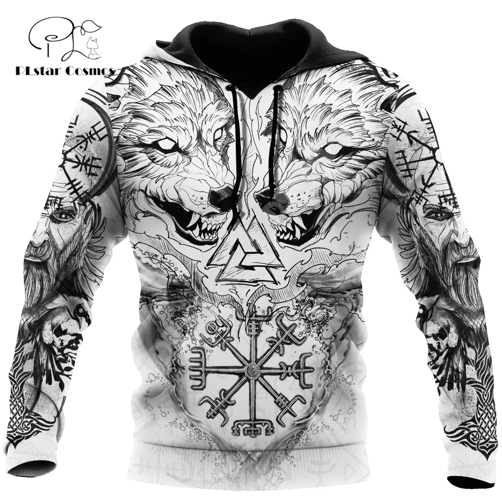 NewFashion Newest Nordic Mythology Warrior Odin Fenrir Wolf Tattoo 3DPrint Men/Women Pullover Harajuku Casual Jacket Hoodies Q13