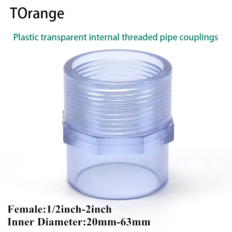 

Пластиковые прозрачные соединения для труб с внутренней резьбой, соединение труб с внутренней резьбой из ПВХ, фитинги для прямых труб с внутренней резьбой из ПВХ