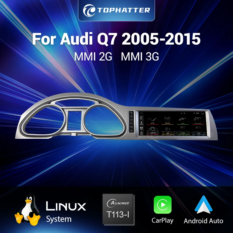 

10.25-inch For Audi Q7 2005-2015 MMI 2G/3G Linux Stable System Supports CarPlay Android Auto Retains Original Vehicle Controls