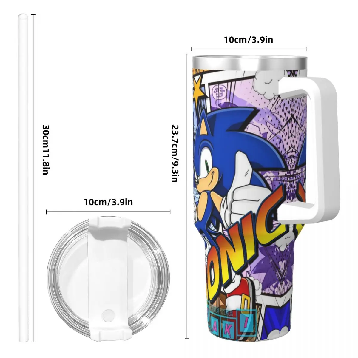 S-Sonic The Hedgehog Stainless Steel Tumbler Travelist Mugs Cup 40oz Coffee Mug Heat Preservation Cold Drink Milk Water Bottle