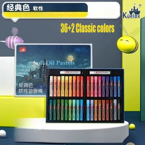 Kuelox 36/48 클래식 Colros 아트 소프트 오일 파스텔 드로잉 낙서 초급 학생 오일 파스텔 그림 그리기 미술 용품