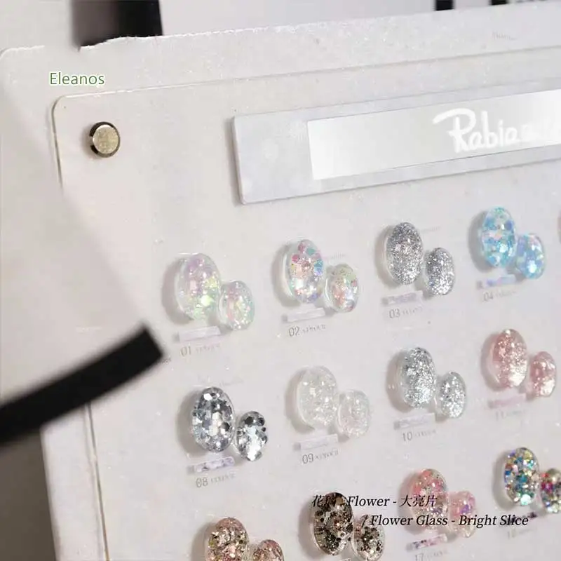 Eleanuos 32 قطعة تألق الترتر بريق هلام طلاء الأظافر مجموعة مع بطاقة اللون لصالون الأظافر نقع قبالة الأشعة فوق البنفسجية هلام مسمار الفن الديكور