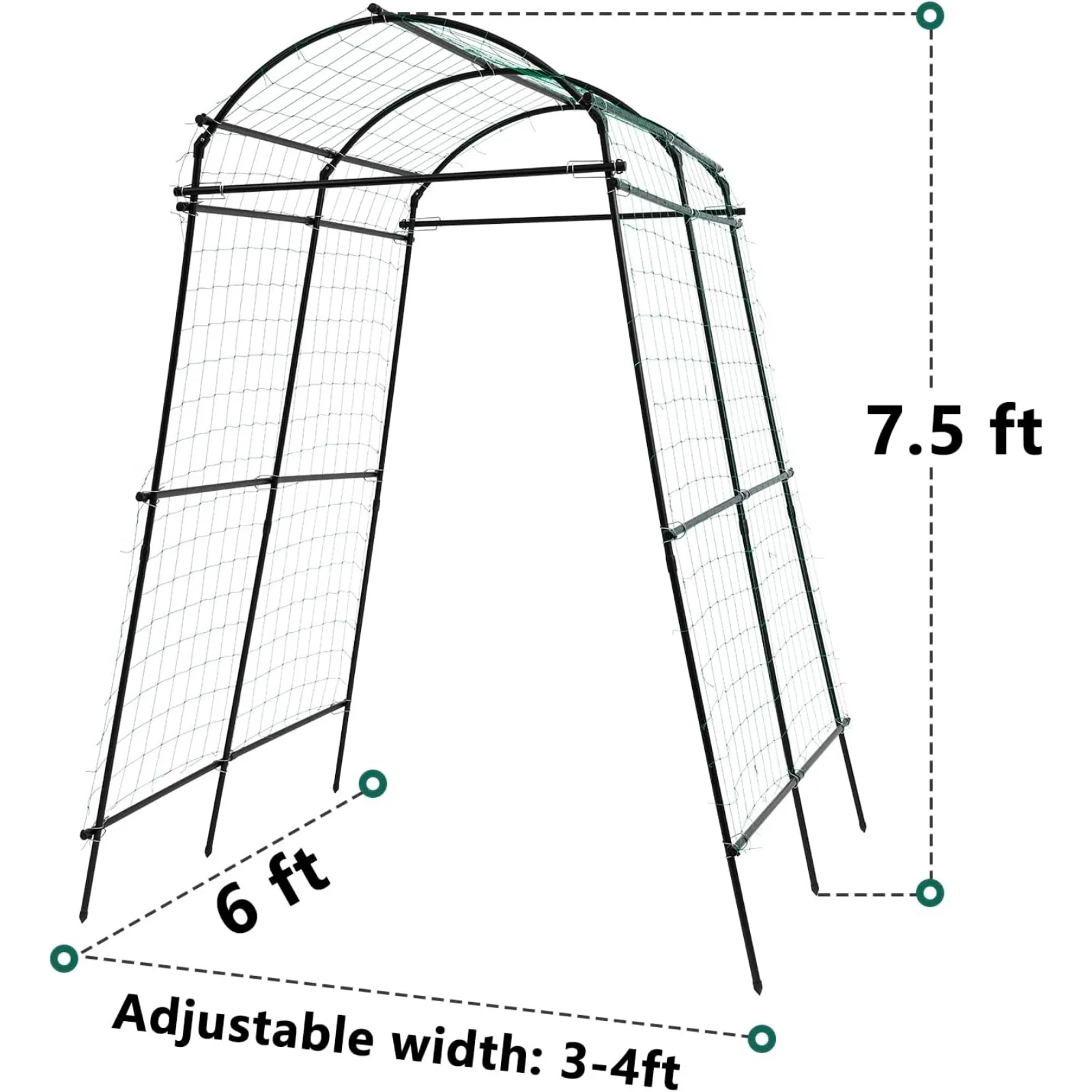 US Garden Arch Trellis for Climbing Plants Outdoor, 7 ft Tall Squash Tunnel for Cucumber Vines Raised Bed - Lightweight