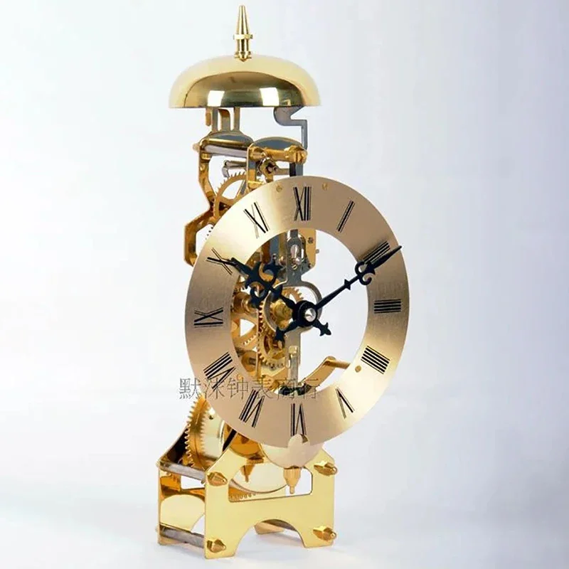 Mechanical Desk Clock Silent Table Clock Luxury Gold Metal Vintage Bedside Desktop Antique Desk Clocks Home and Decoration Gift