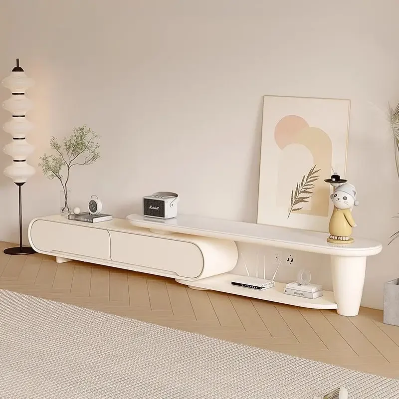 Background wall rock slab TV cabinet retractable and stretchable modern simple small apartment
