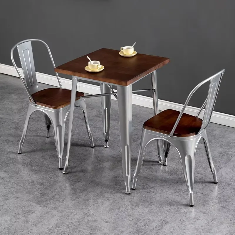 Retro Design Restaurant Dining Chairs Restaurant Metal Ladder Chair Ironwork Dining Table Chair Set For Hotel Furniture Table An