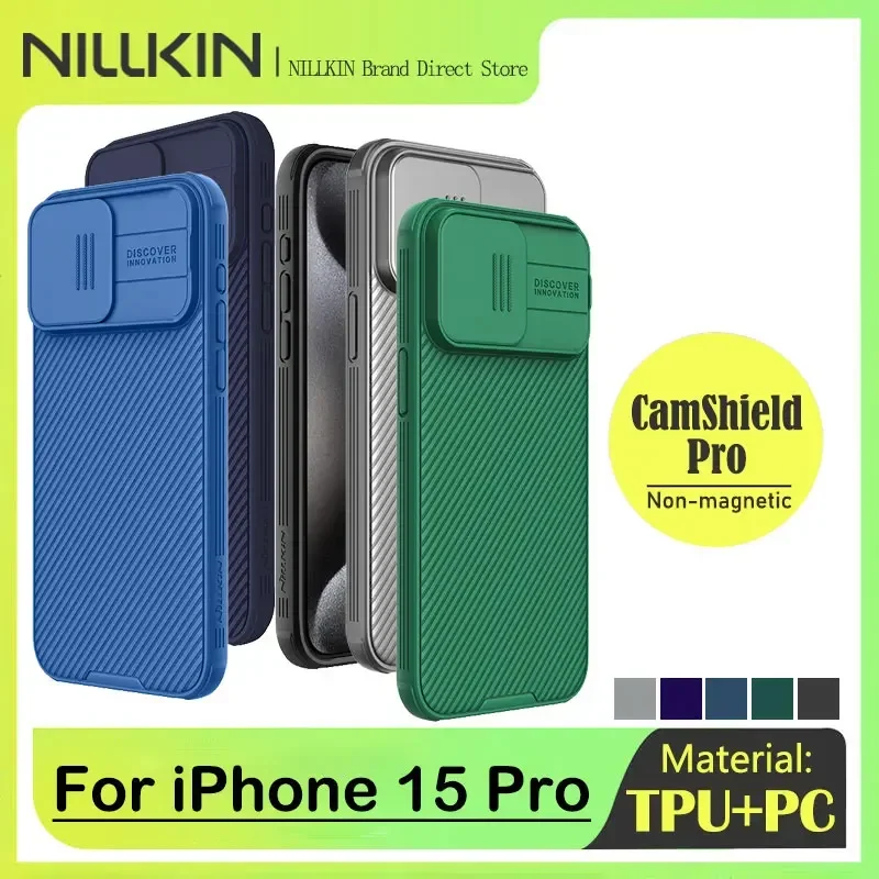 

Nillkin-CamShield Pro Case for iPhone 15 Pro, Slide Lens Protection, Bumper Camera Protection Accessories, TPU PC Back Cover