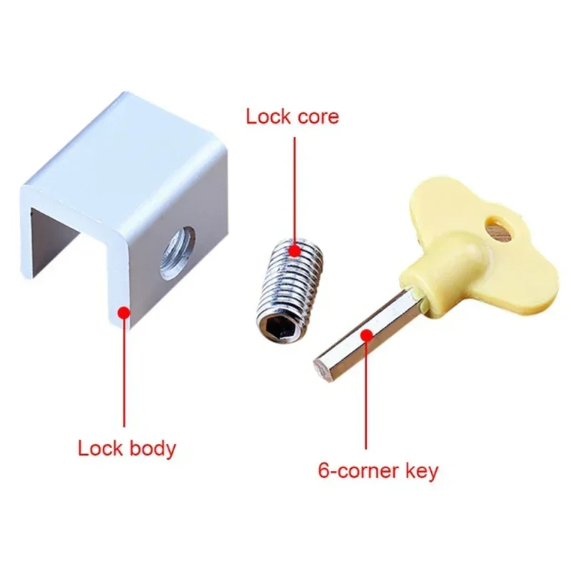 Serrure de fenêtre hexagonale à cadre en aluminium pour enfants, équipement de sécurité, restriction de nervure de poussée, outil de porte, écran de sécurité