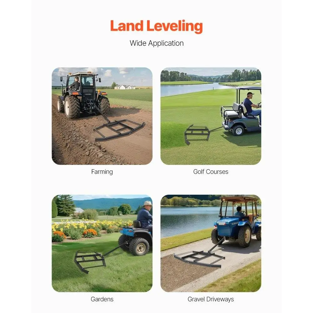 Reboque atrás da erva de arrasto graduador de cascalho de aço de 66 polegadas de largura para uso agrícola UTV