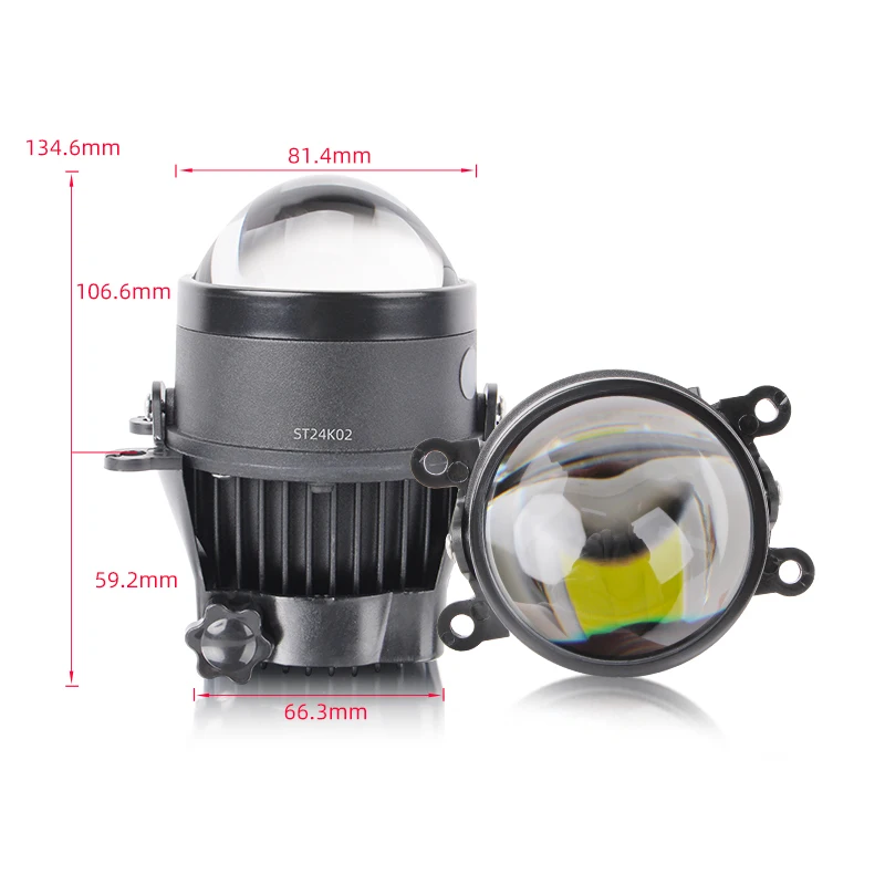 Universal 3.0 Bi-led Fog Lights HD Lens White Light Yellow Light 12V Car LED Fog Lamps Projector Lens Waterproof IP68