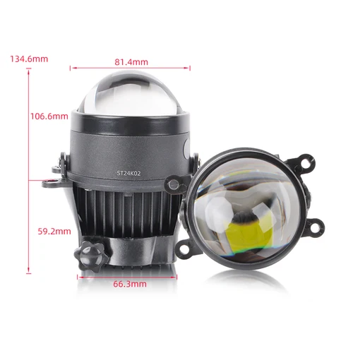 Imagen 2 del producto Faros antiniebla universales bi-led 3.0 con lente HD, luz blanca y amarilla, 12 V, para coche, proyector LED, resistente al agua IP68.