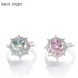 3CT 9mm Pink blue green color moissanite ring with certificate 925 sterling silver ring pass diamond tester finger jewelry