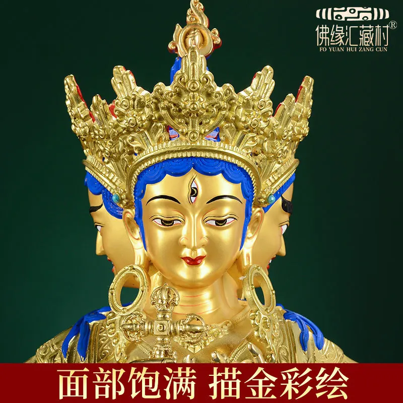 Fully Gilded《The statue of the Venerable Buddha》Handmade copper sculpture, a decorative piece for home worship, suitable for ind