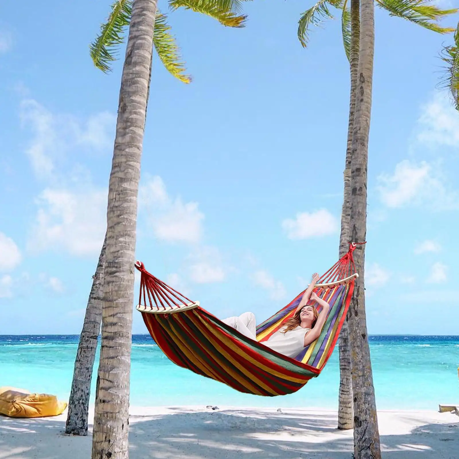 

Hammock Without Stand Heavy Duty Portable Canvas Hammock Camping Cots Swing For Summer Outdoor Patios Tents Backyards Porch