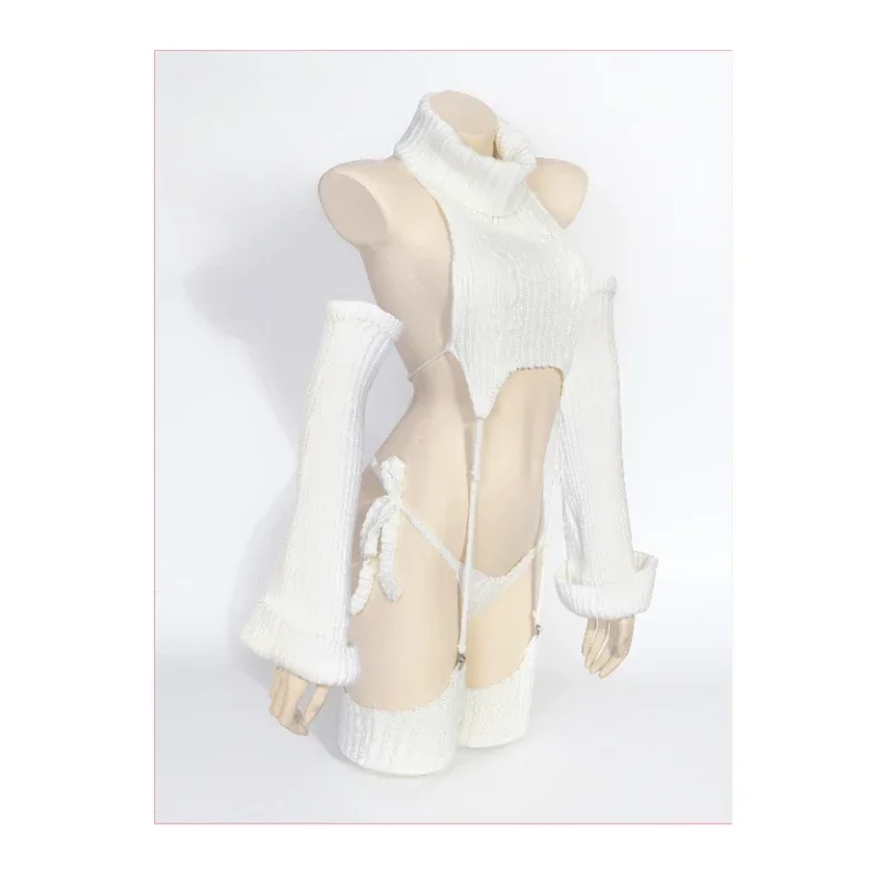 Sexy Sweater Original White Open Back Sweater COS Japanese Homeboy Goddess Sexy Set Demon Slayer Halloween Costumes For Women