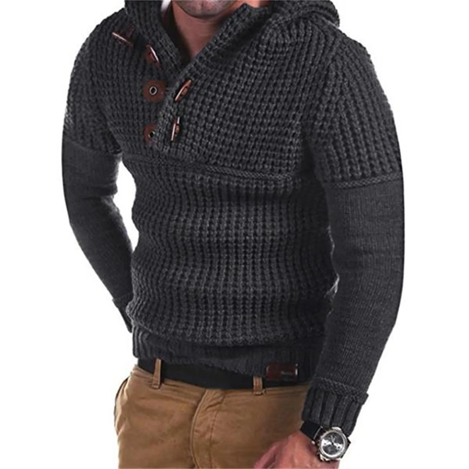 New Knit Sweater Men Autumn Winter Fashion Solid Mens Sweaters Thick Warm Men\'s Jumper Sweater Male Pullovers Outwear Male Coats