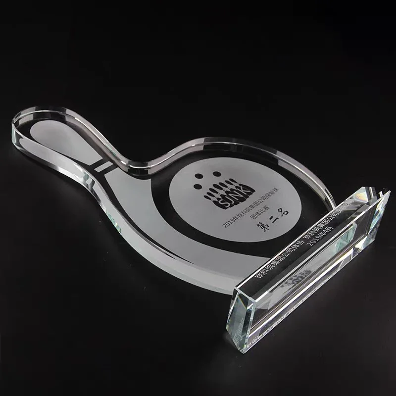 Customized Highend Bowling Crystal Trophy, Creative Champion Sports Games, Lettering Trophy, Home Decorations Awards Reward, 1Pc