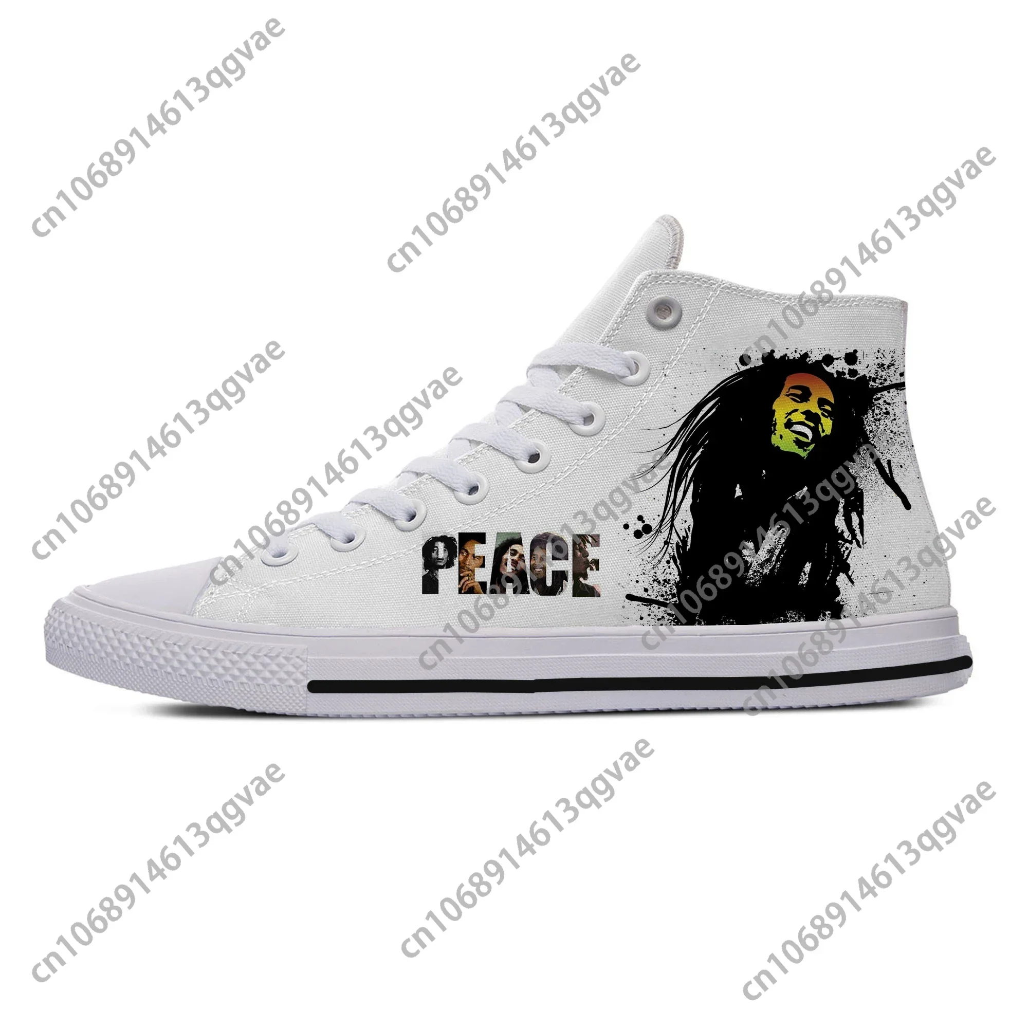 Hot Summer Legend Bob Marley Reggae Music Novelty Design Lightweight High Top Canvas Shoes Men Women Casual Breathable Sneakers