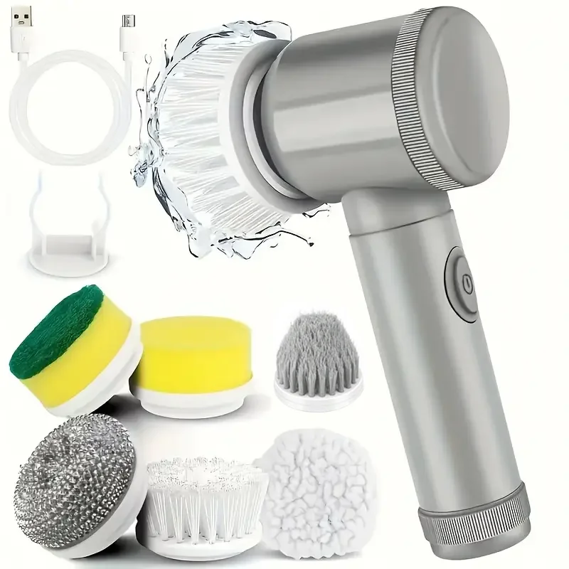 electric rotary cleaning brush for high-speed kitchen and bathroom cleaning. It is a rechargeable multi-purpose brush for tiles