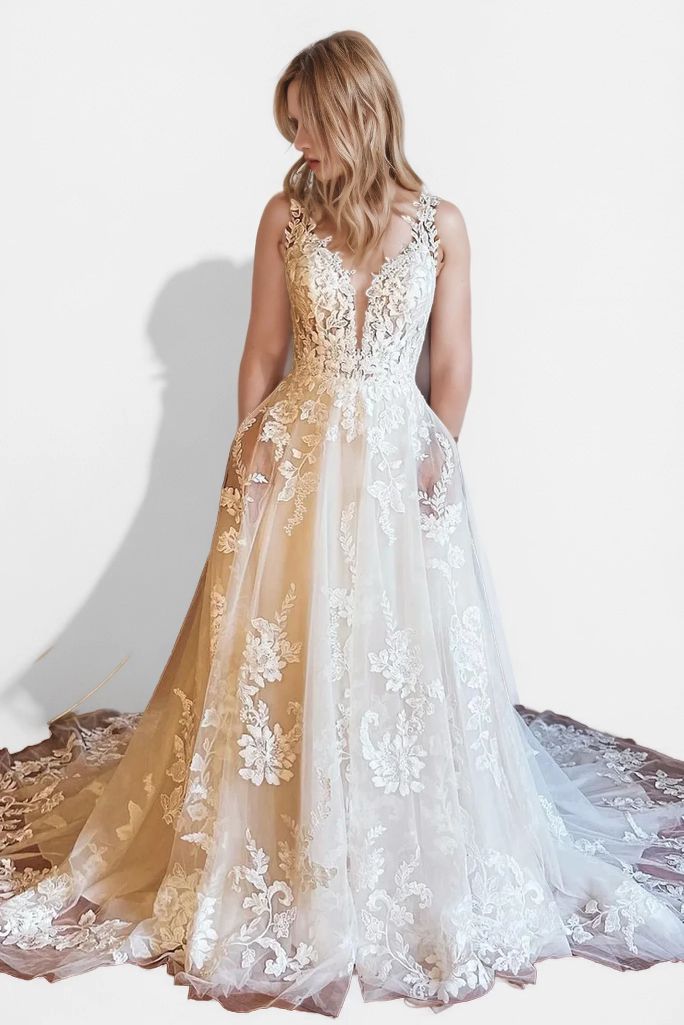 Elegant A-Line Garden Wedding Dress V Neck Chapel Train Tulle Appliques Sexy Romance Engagement Bridal Gown 2025 free customized