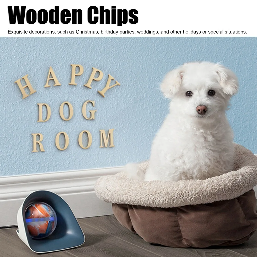 124Pcs Decorative Wood Wood Letter Chips Wood color 4cm Wooden Craft Pieces DIY Wood Letters Spelling Learning