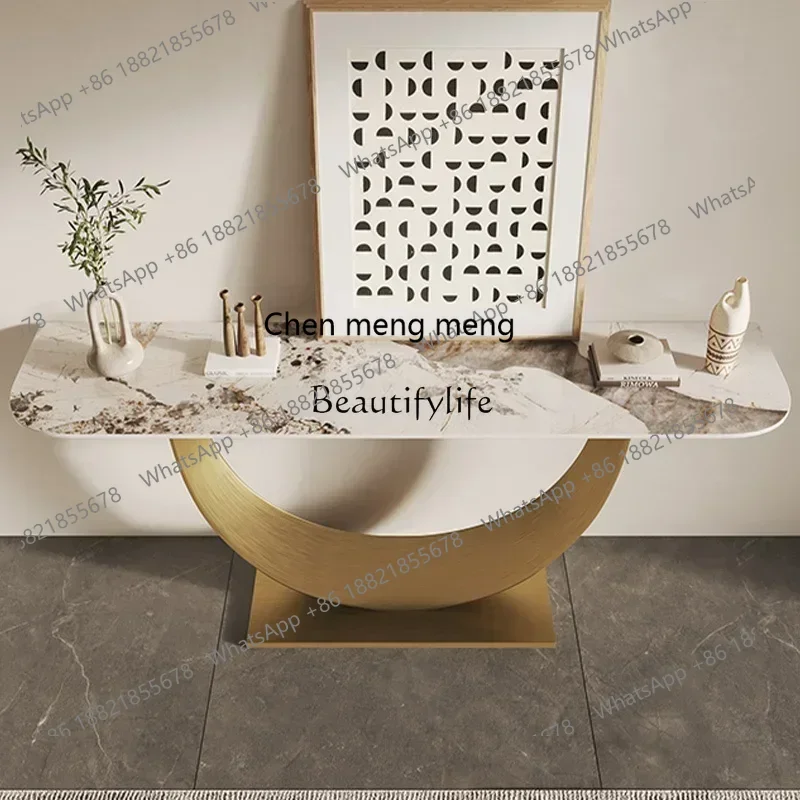 New arrive NEW Italian light luxury rock slab creative entrance table modern simple entrance corridor stainless steel entrance t