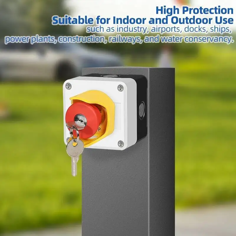 Button Switch Box DIY Knob Emergency Stop Self-Reset Anti-Misoperation Protective Cover Control Waterproof Start Stop Elevator