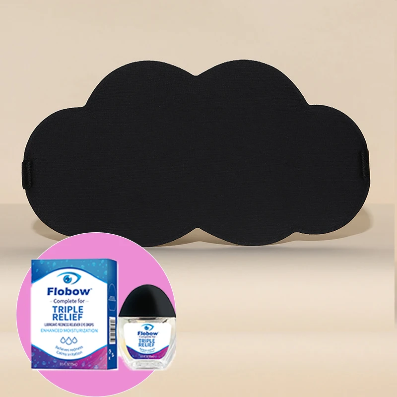 Cotton Black Sleep Eye Mask Light Blocking Sleep Mask Soft Eye Blindfold Eye Shade Cover & 15ml Eye Drop for Sleep Travel
