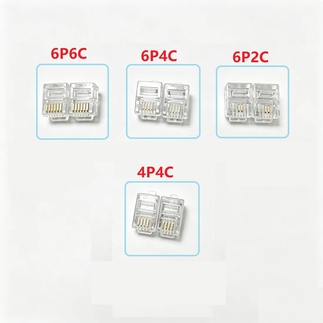 1000PCS 6P6C 6P4C 6P2C 4P4C Crystal Head Modular Plugs for RJ25 RJ14 RJ11 Jack Phone Cables