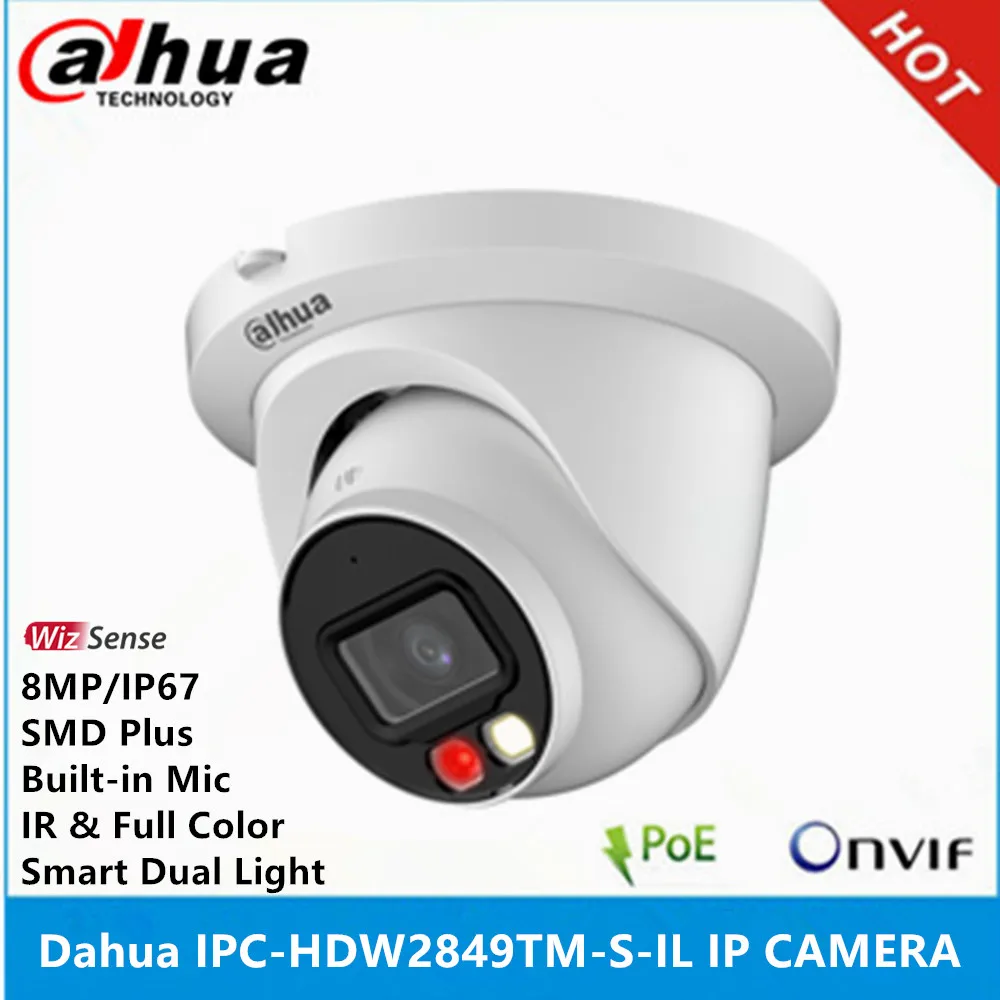 Dahua IPC-HDW2849TM-S-IL 8MP POE IR30M & 24 Hours Full color Smart Dual Light built-in Mic IP67 SMD WizSense IP Camera