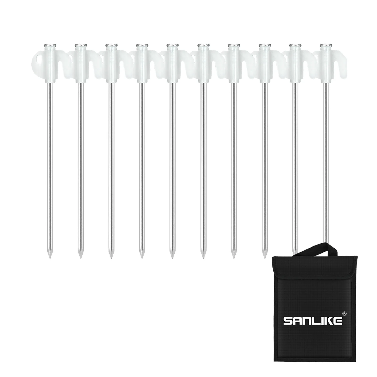 

SANLIKE 10pcs/Set 20cm Floor Nails T Word With Luminous Iron Galvanized Outdoor Camping High Strength Tent Pegs Stakes Nails