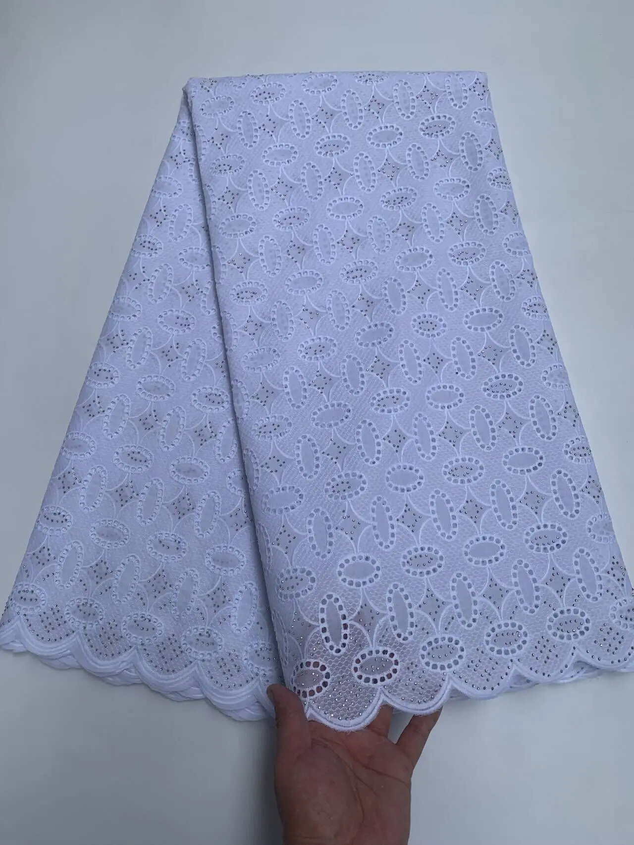 

2026 African Nigerian High Quality Tulle Lace Fabric Sequins Sewing Prom Dresses Embroidery Guipure cotton 5Yad TY024