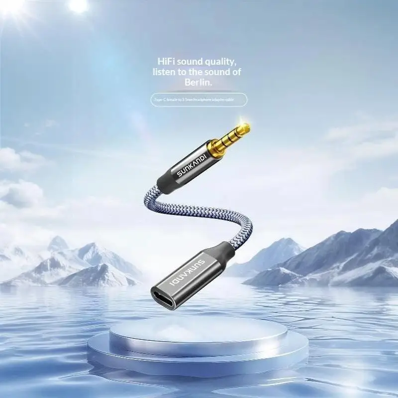3.5mm Male to USB C Female Audio Adapter Hi-Fi Lossless Sound Type C Earphone Converter for Android Phone Tablet Car Use