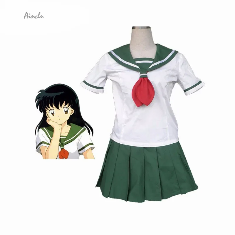 

Ainclu InuYasha феодальная сказка Kagome Higurashi Косплей Костюм Аниме Косплей Костюмы Школьная Униформа с коротким рукавом