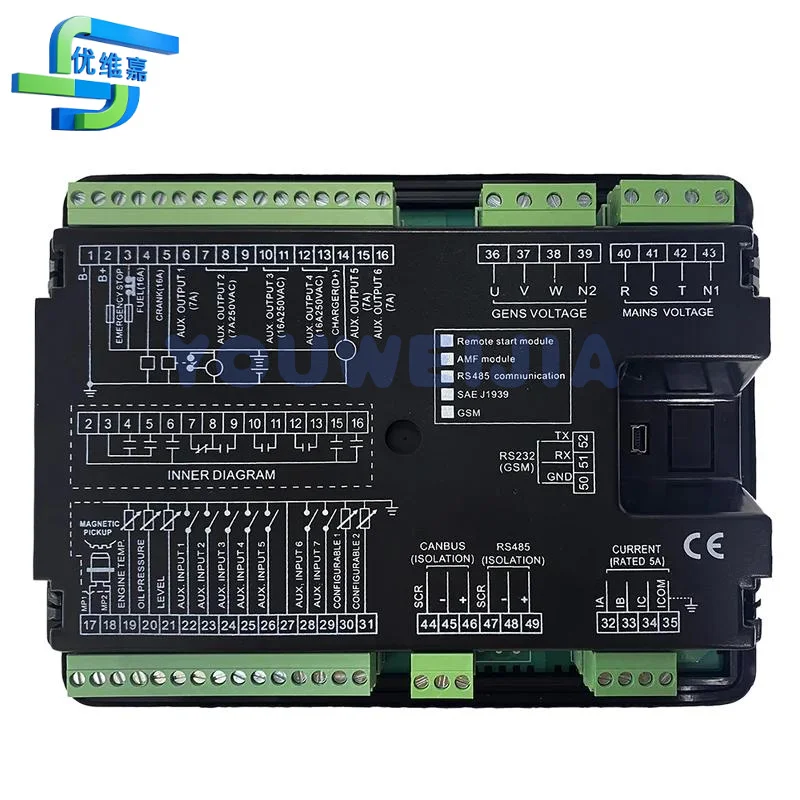SmartGen HGM7220CAN CAN BUS Generator Auto Start Stop Controller LCD Control Module Panel Circuit Board Diesel Genset Pa