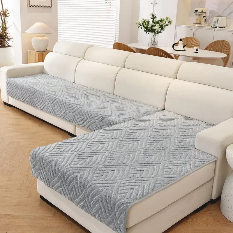 Thick Plush Sofa Towel for Living Room Chaise Lounge Sofa Cover Universal Non-slip Sofa Seat Pad Protector Scratches Cat
