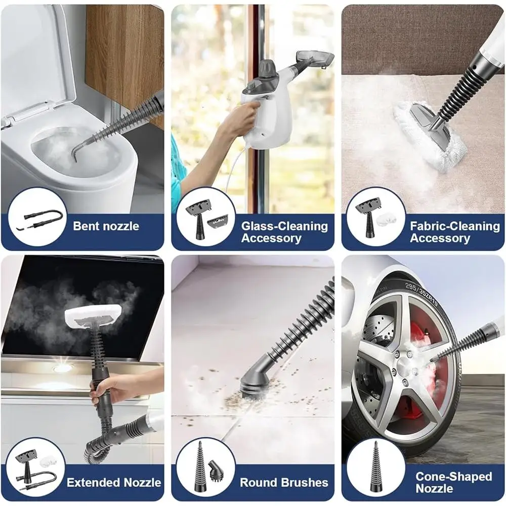 Handheld Steam Cleaner 16PCS Accessories Safety Lock 500ML Natural Steam Cleaning High Pressure Automatic and Manual Options