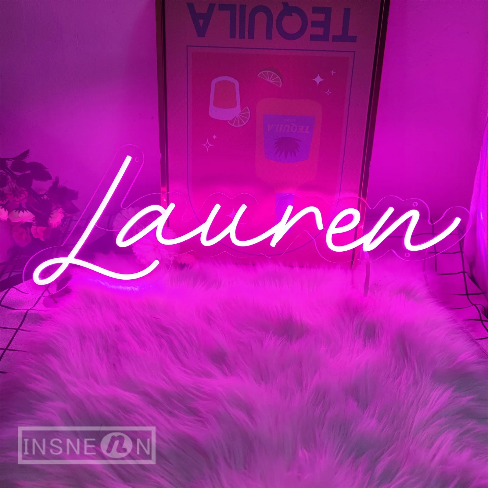 Lauren Neonowa lampa dekoracyjna LED na imprezę barową Neonowe znaki świetlne, sala weselna, dekoracja urodzinowa, ścienne lampki nocne, USB, 5V